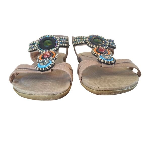 Siketu STONE-EMBELLISHED Flat Sandal Beaded Boho T-strap size US 7 EU 38 - Picture 6 of 9